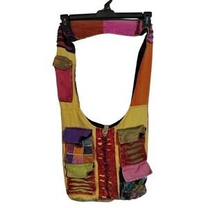Boho multi-color purse bag crossbody pockets